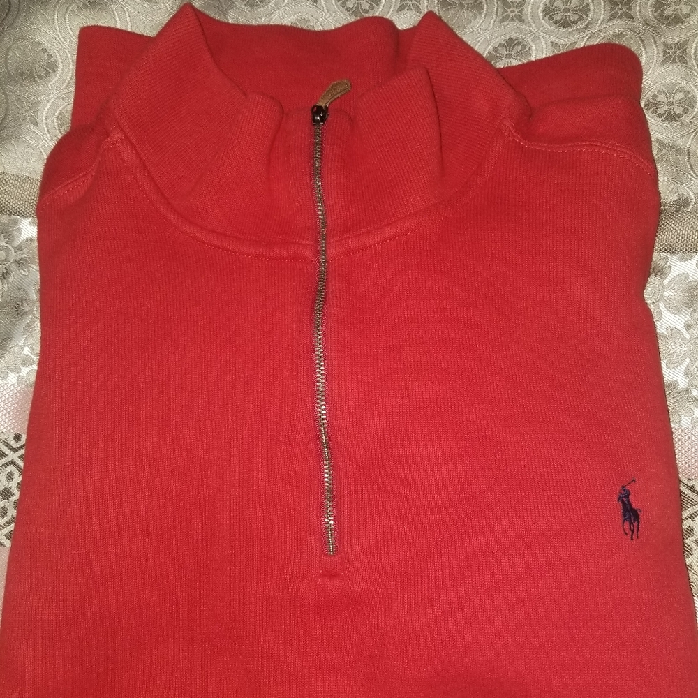 Red Ralph Lauren Polo 1/3 Zipper Sweater